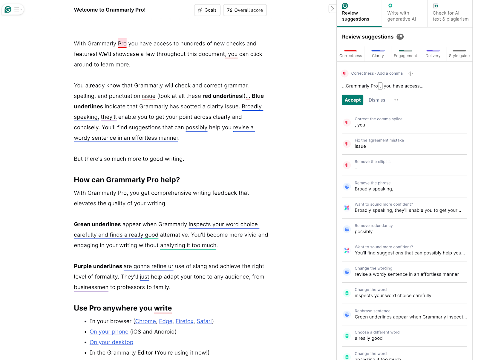 Spelling and grammar checks