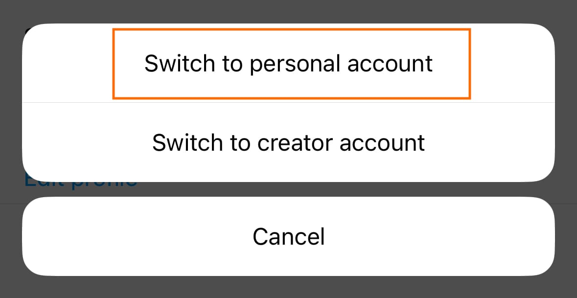 Switch to personal account