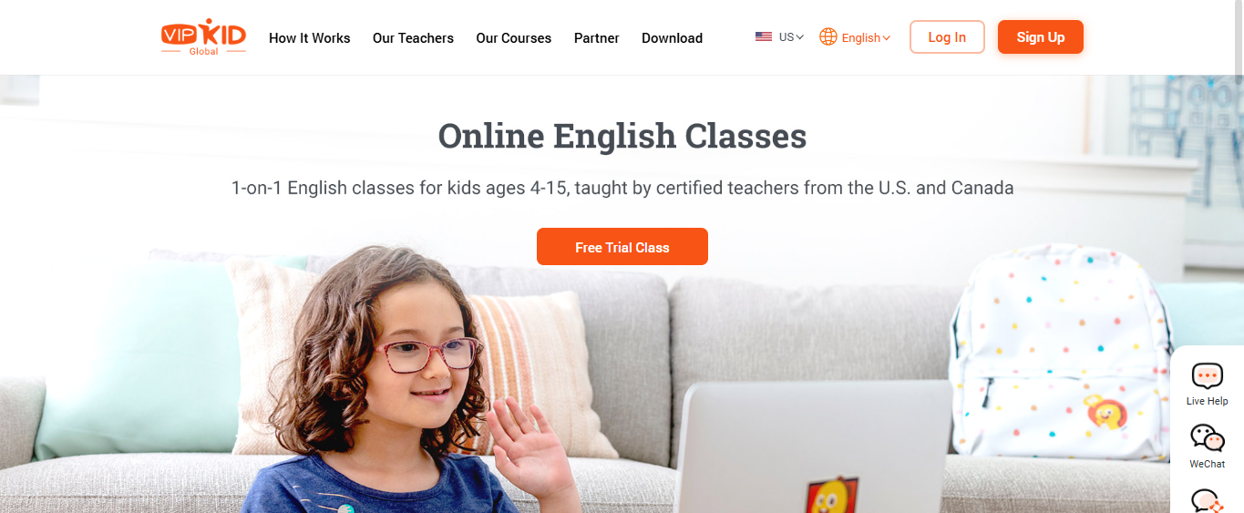 VIPkid homepage screenshot