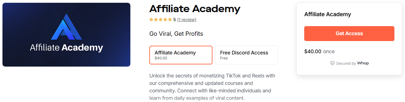 affiliate academy whop marketplace