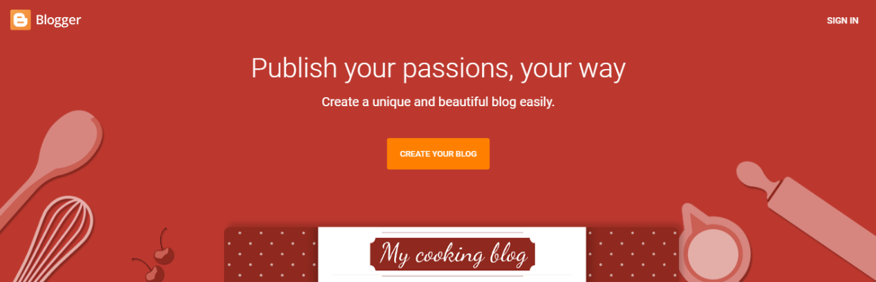 blogger homepage screenshot