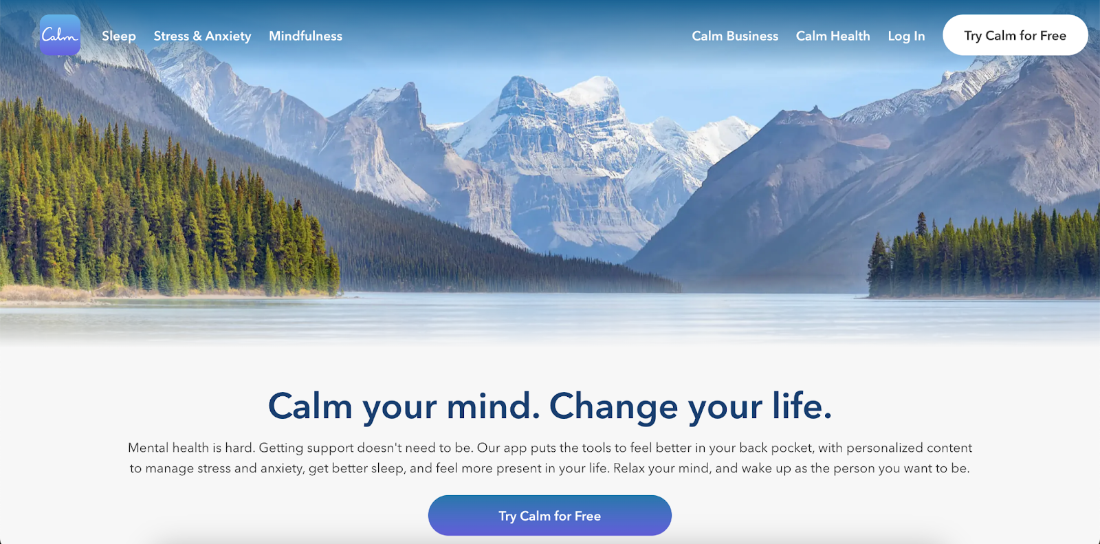 calm homepage