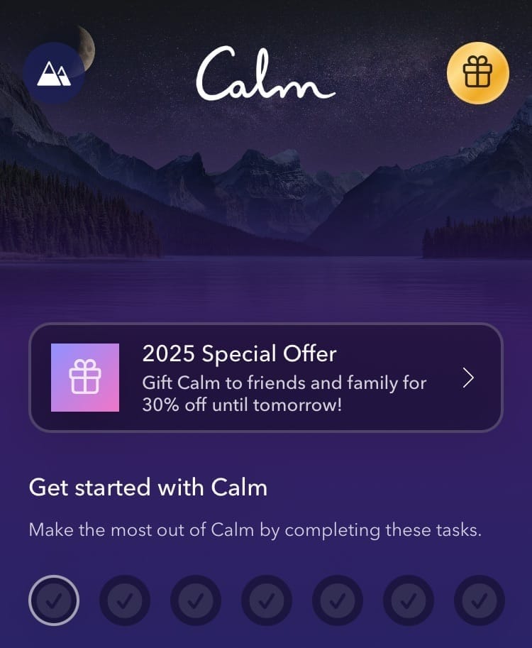 calms relaxing homepage