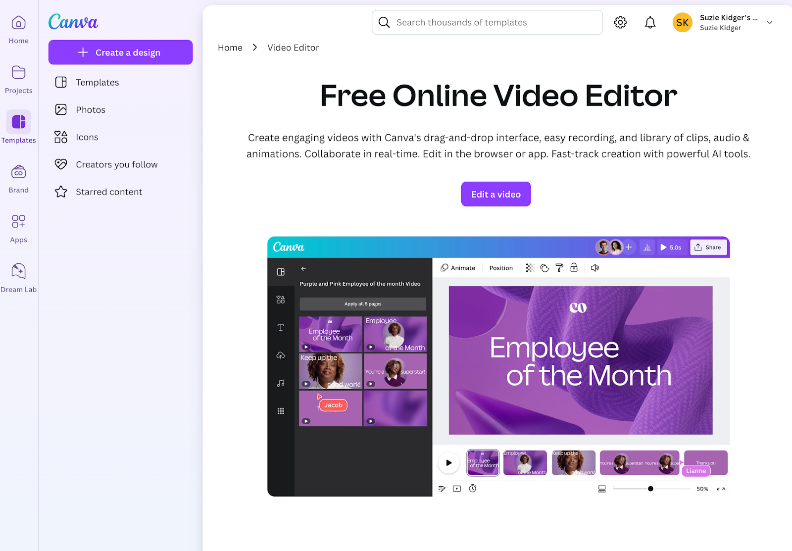 canva video editor screenshot