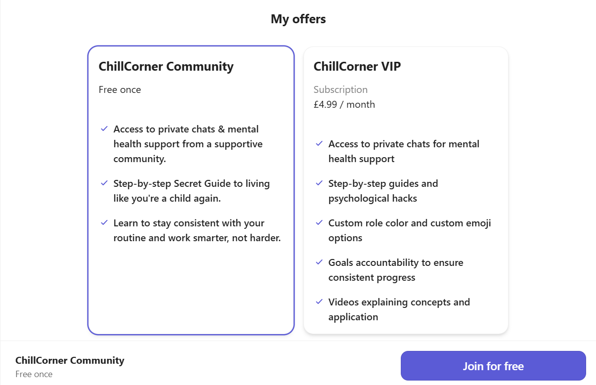 chillcorner whop pricing