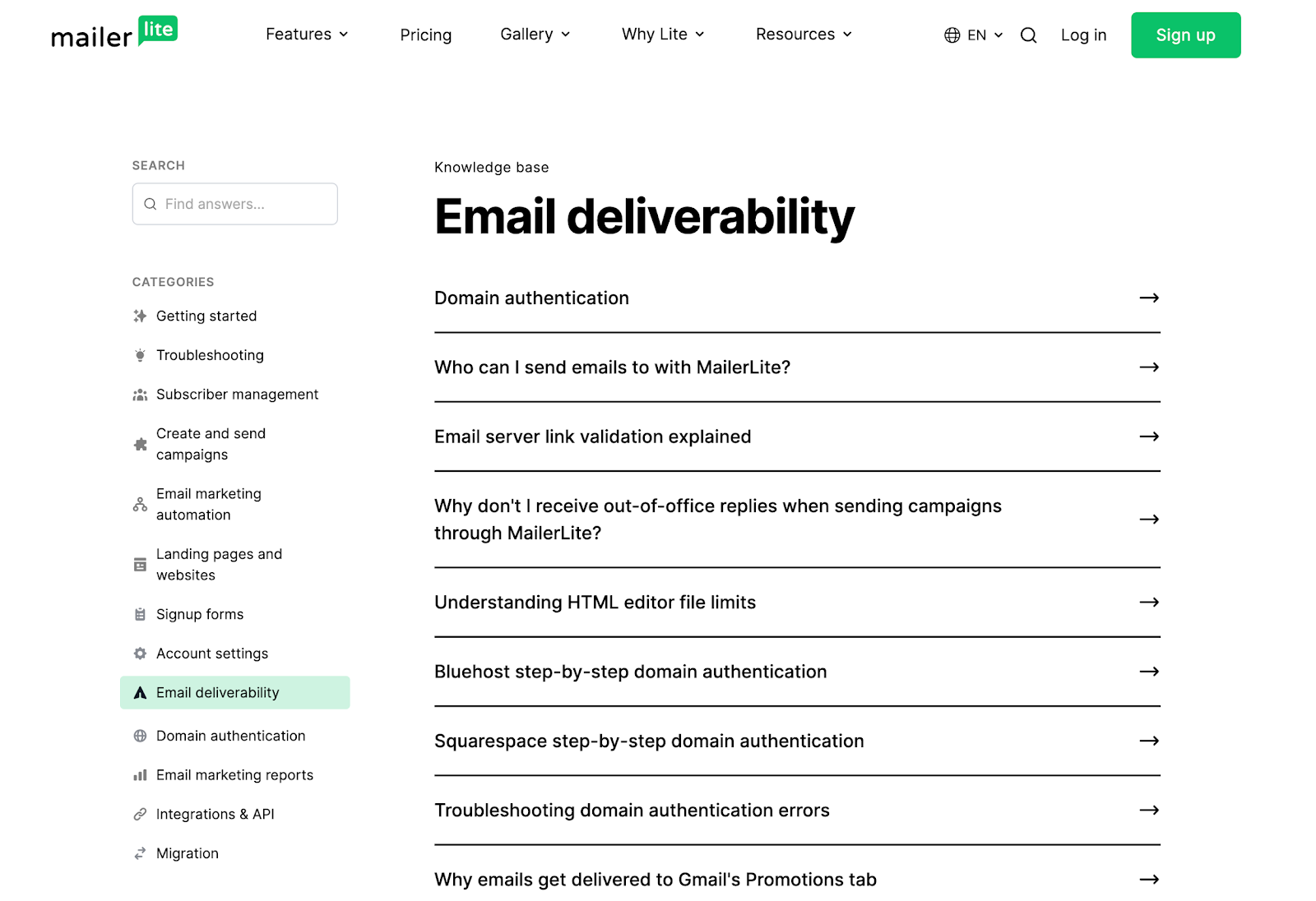 deliverability MailerLite