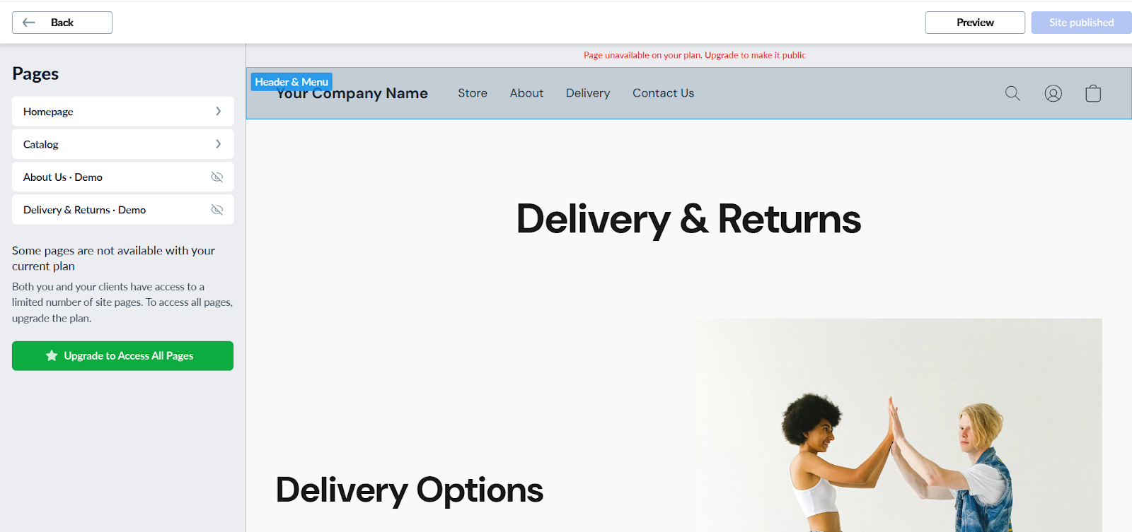 delivery and returns ecwid