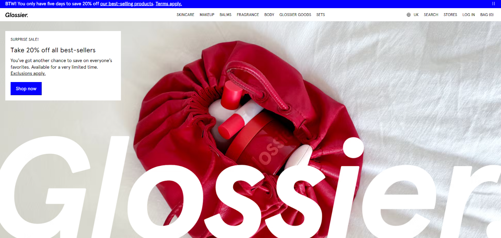 glossier homepage