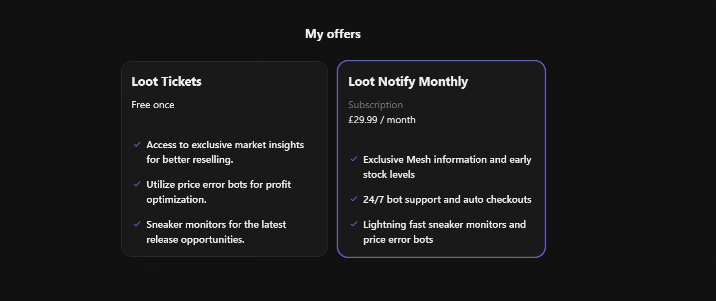 loot notify pricing