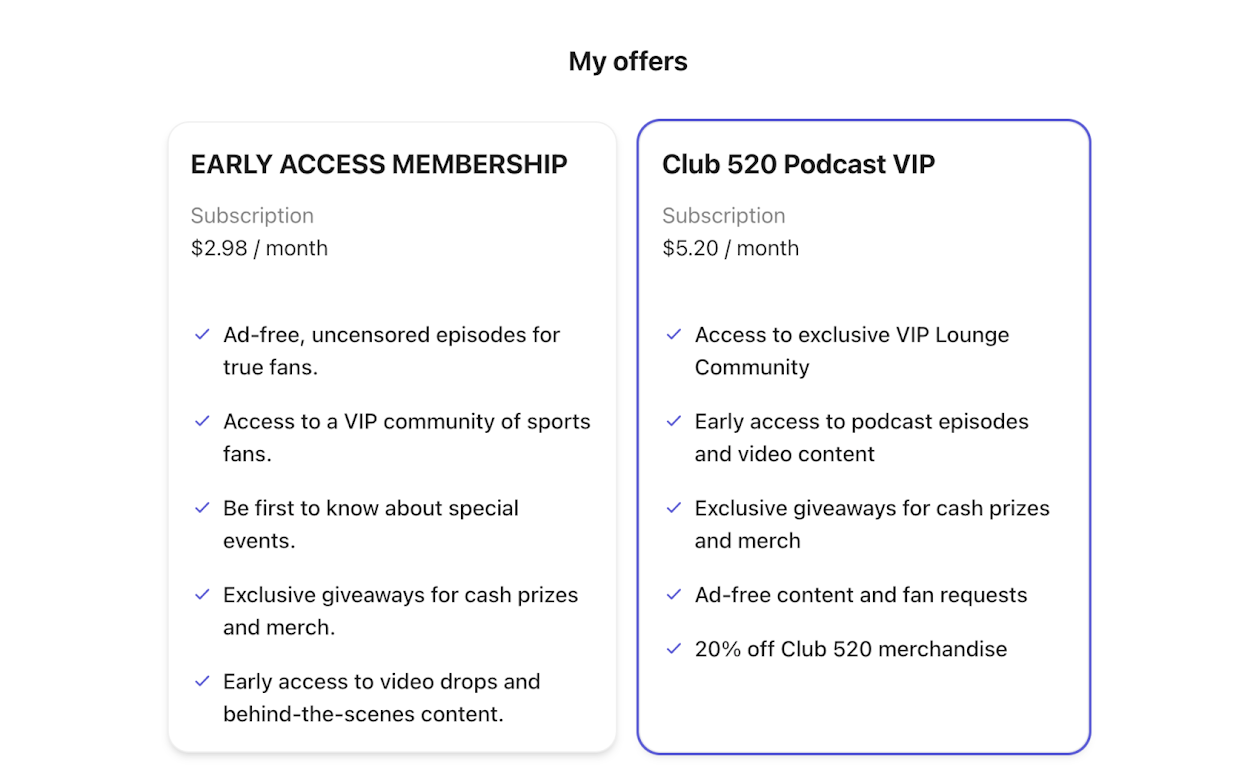 paid membership tiers