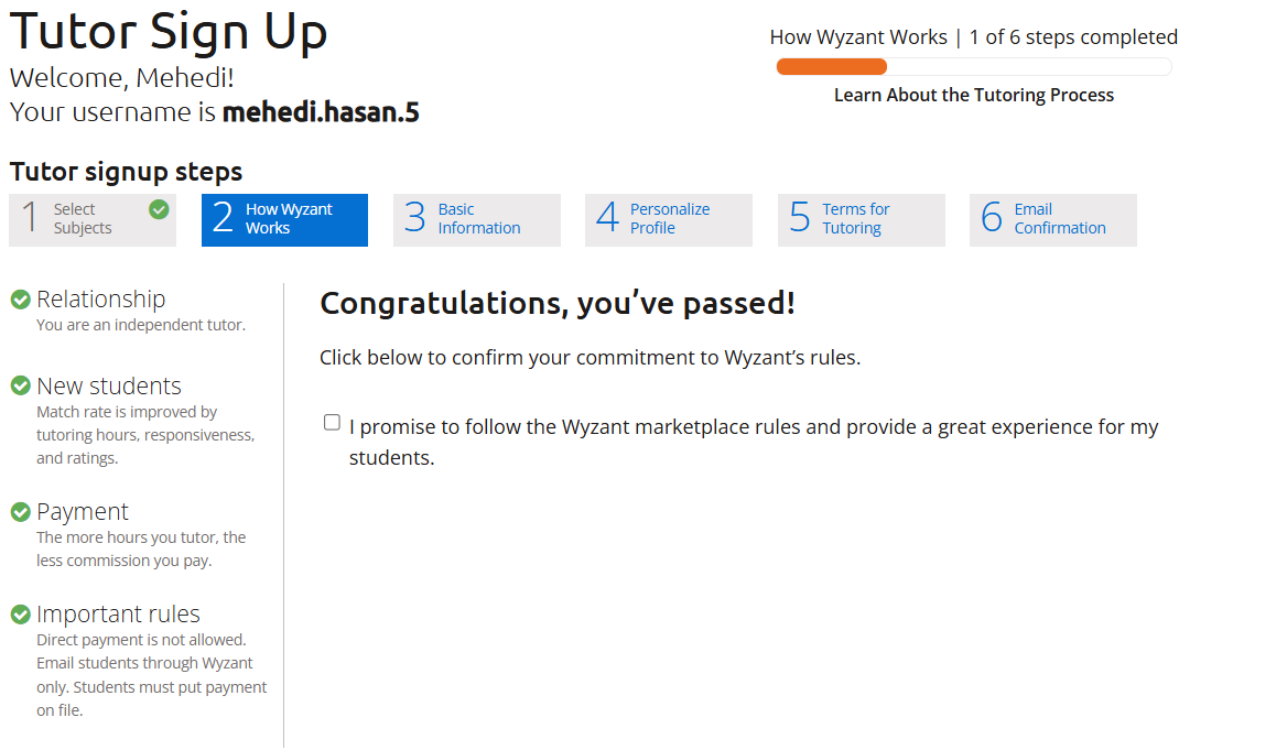 passed wyzant quiz