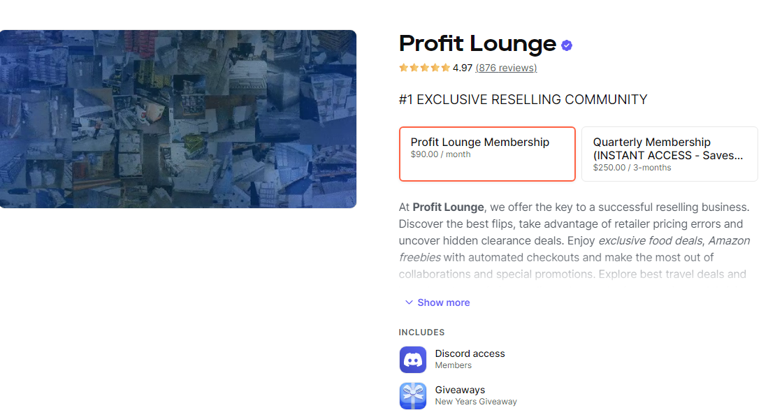 profit lounge whop screenshot