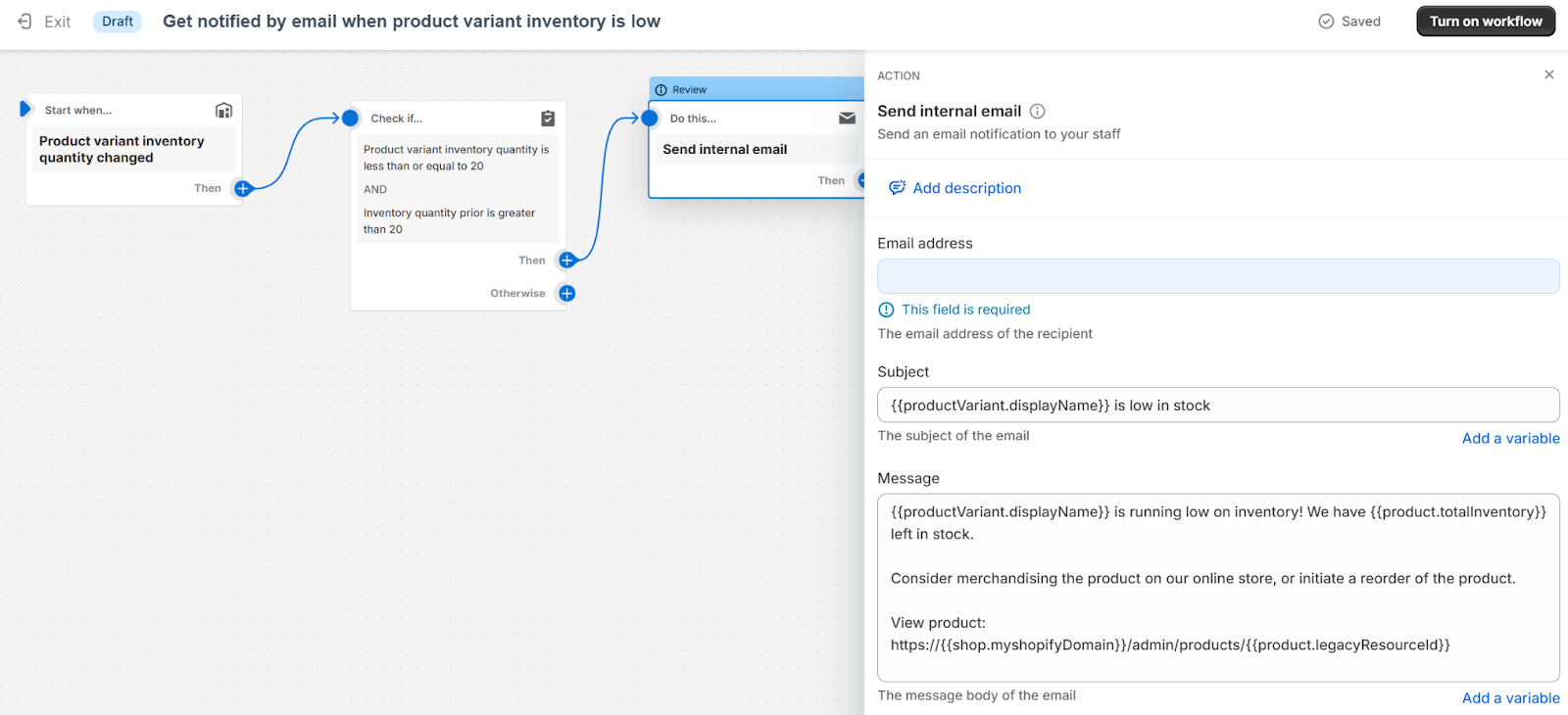 shopify workflow