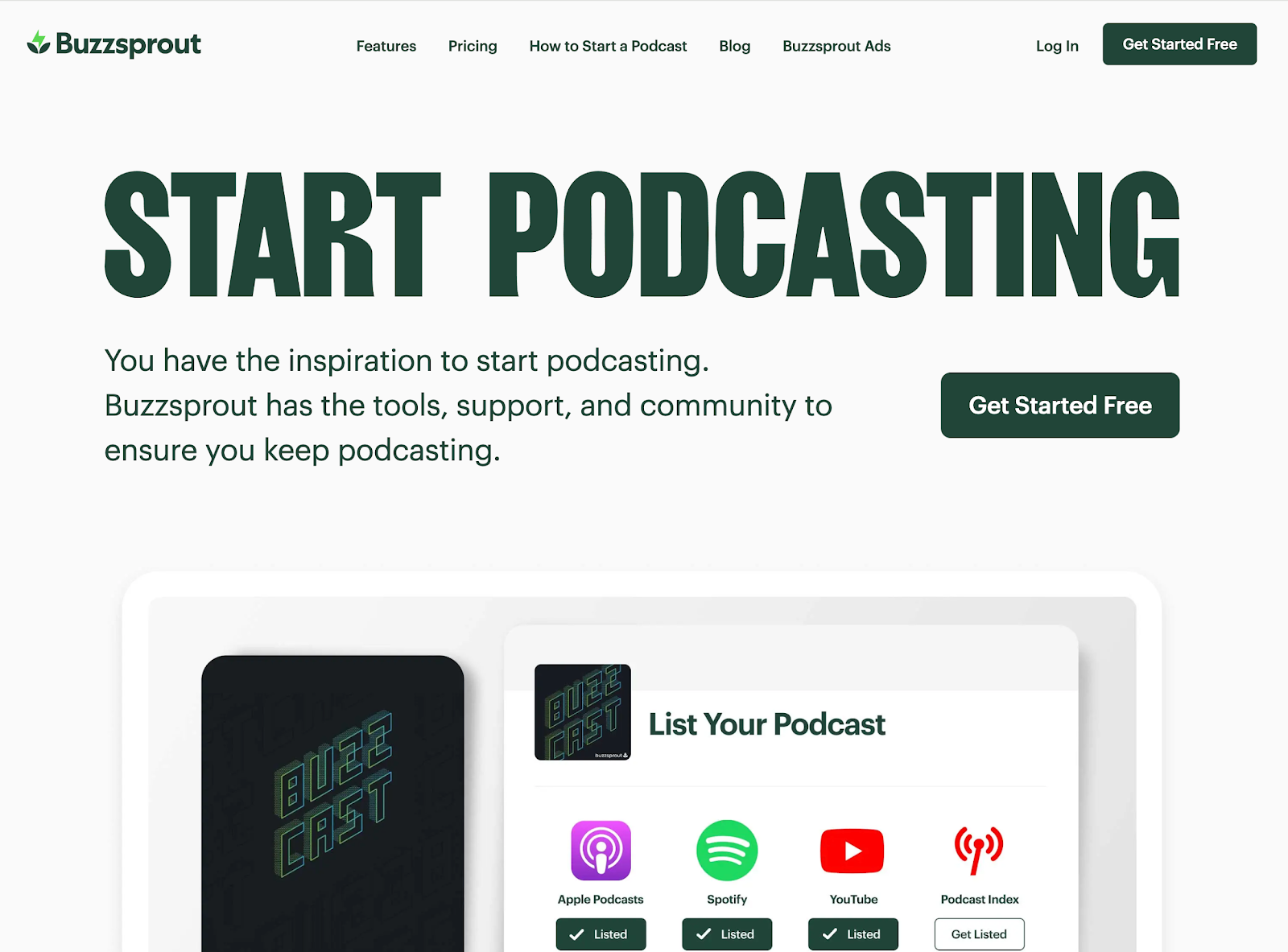 start podcasting with buzzsprout