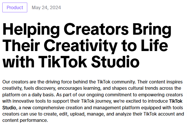 tiktok studio