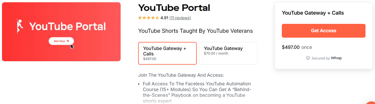 youtube portal whop marketplace screenshot