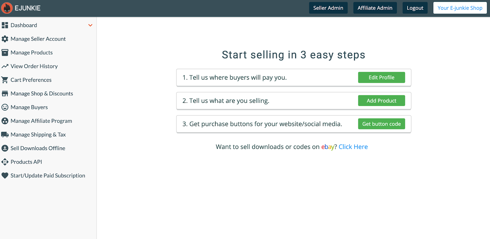 Start selling with E-junkie
