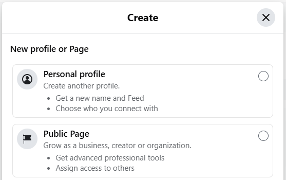 create fb page