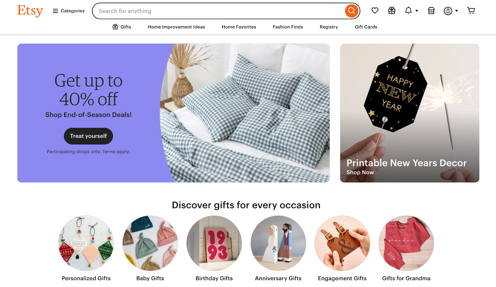 etsy homepage