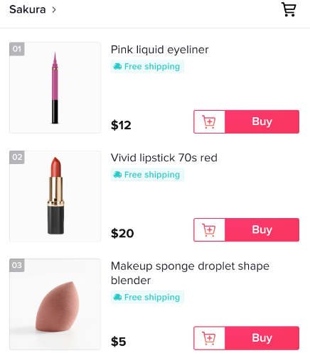 tiktok shop cart