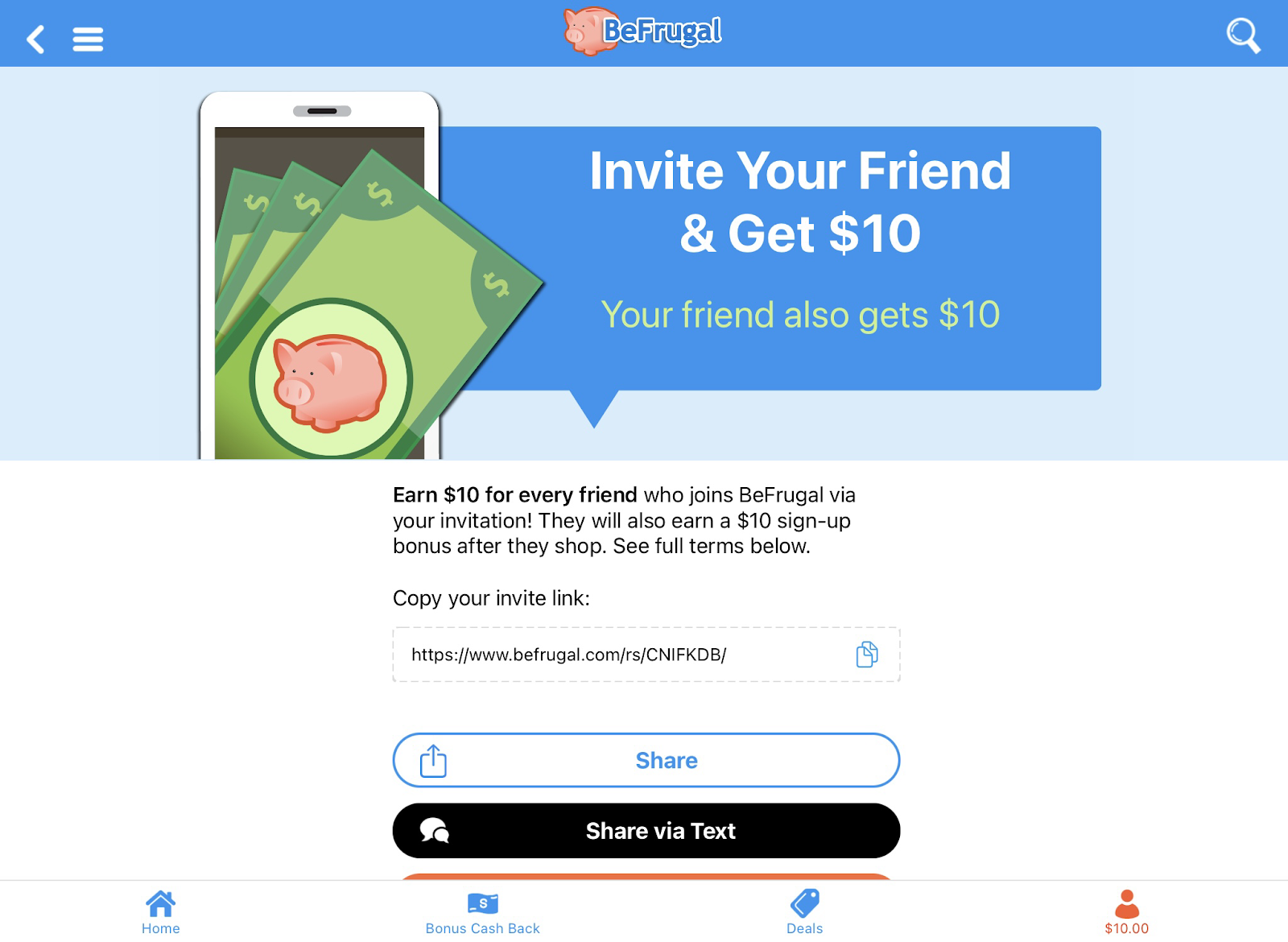 befrugal invite