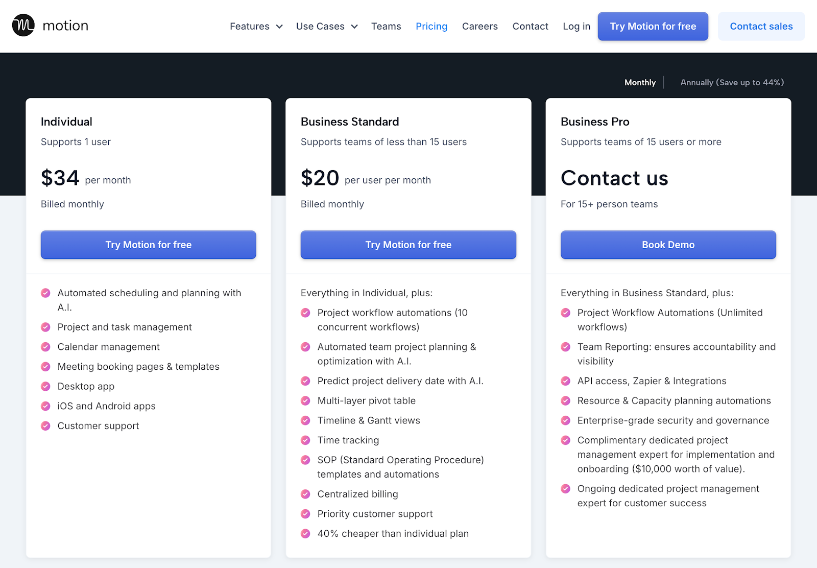 motion pricing