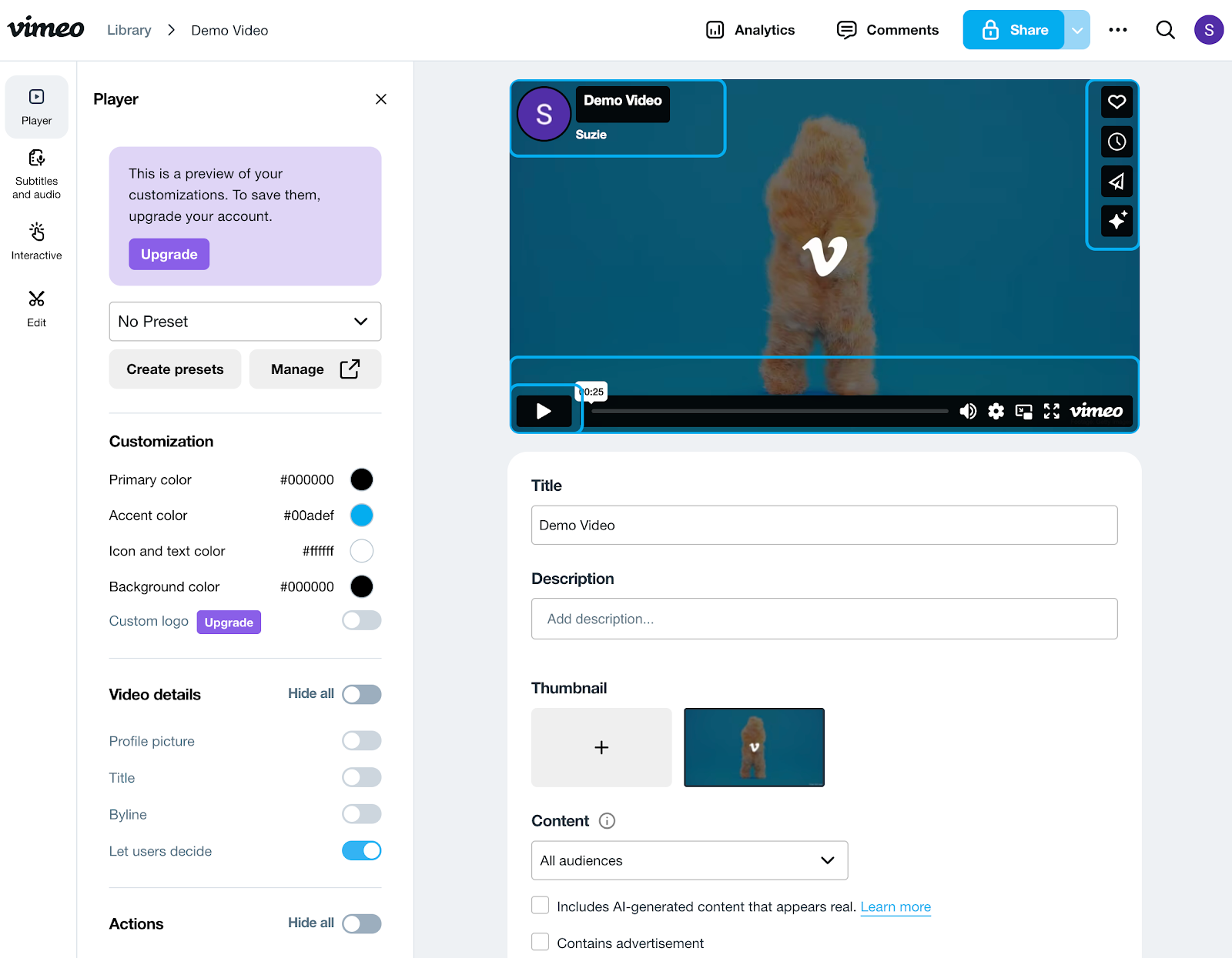 vimeo video player