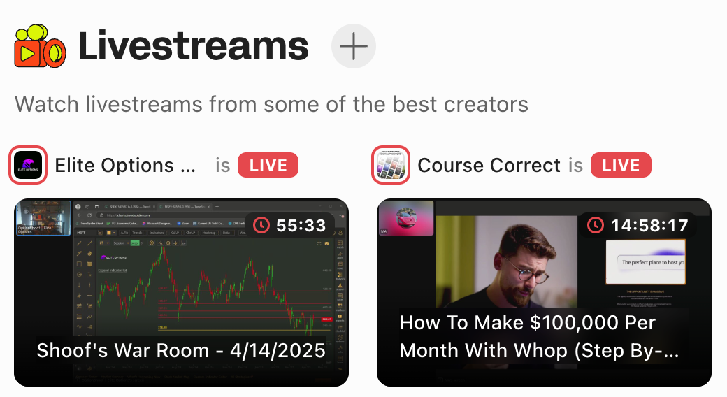whop livestreams