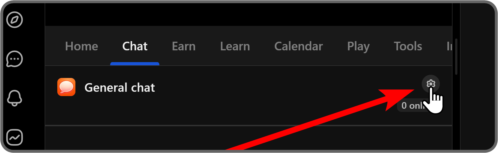 The app settings button of the Chat app on Whop