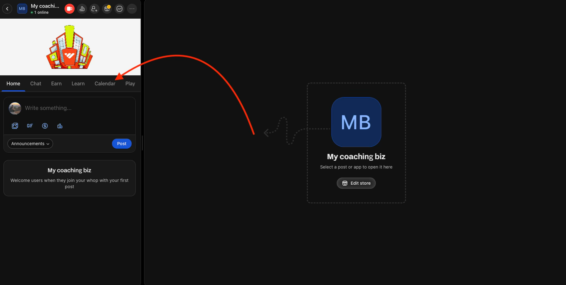 add calendar app whop