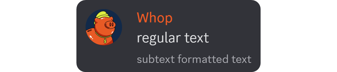 Comparison between regular and subtext formatted text on Discord