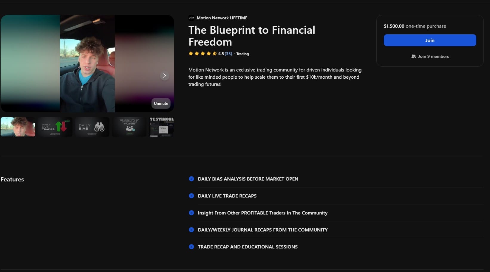 A screenshot of the Blueprint to Financial Freedom community