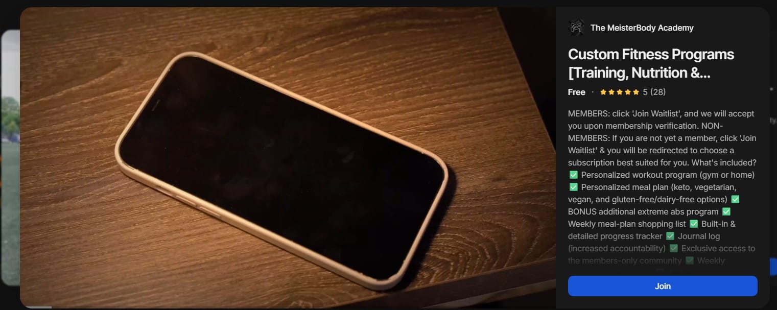 Whop Custom fitness programs community