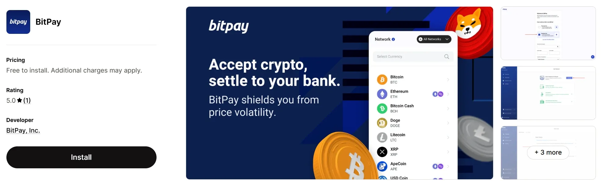 BitPay in Shopify App Store