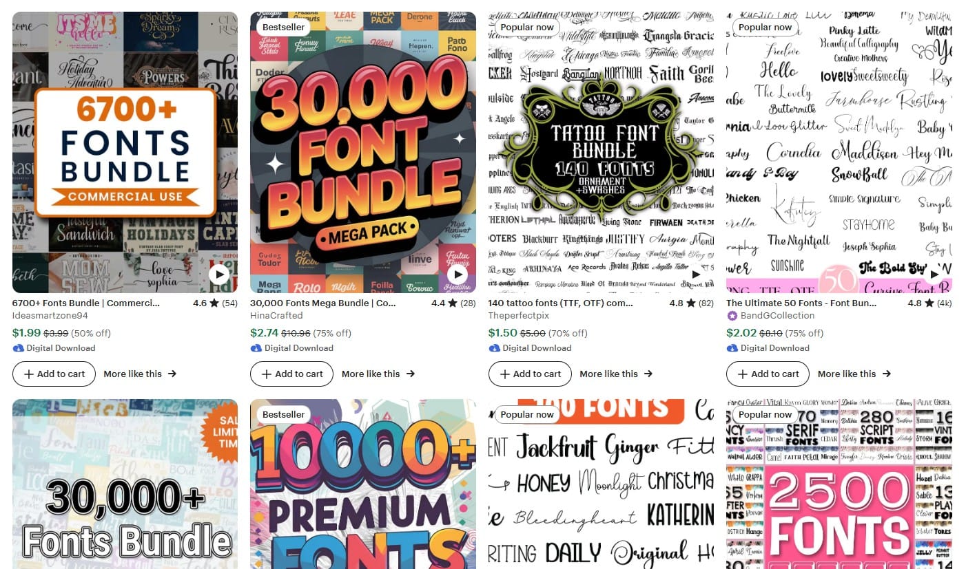 font packs on etsy