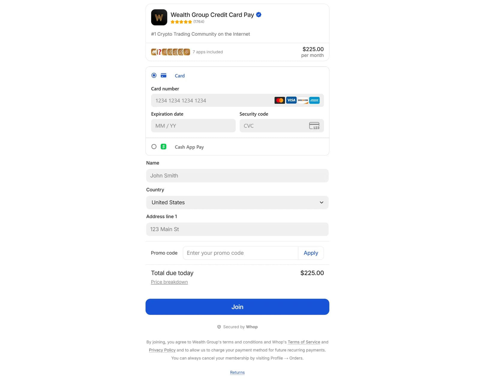 whop credit card pay terminal