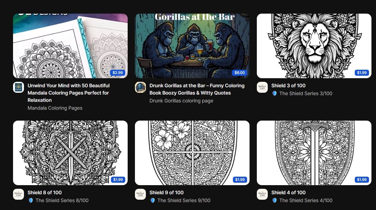 whop discover page with coloring whops