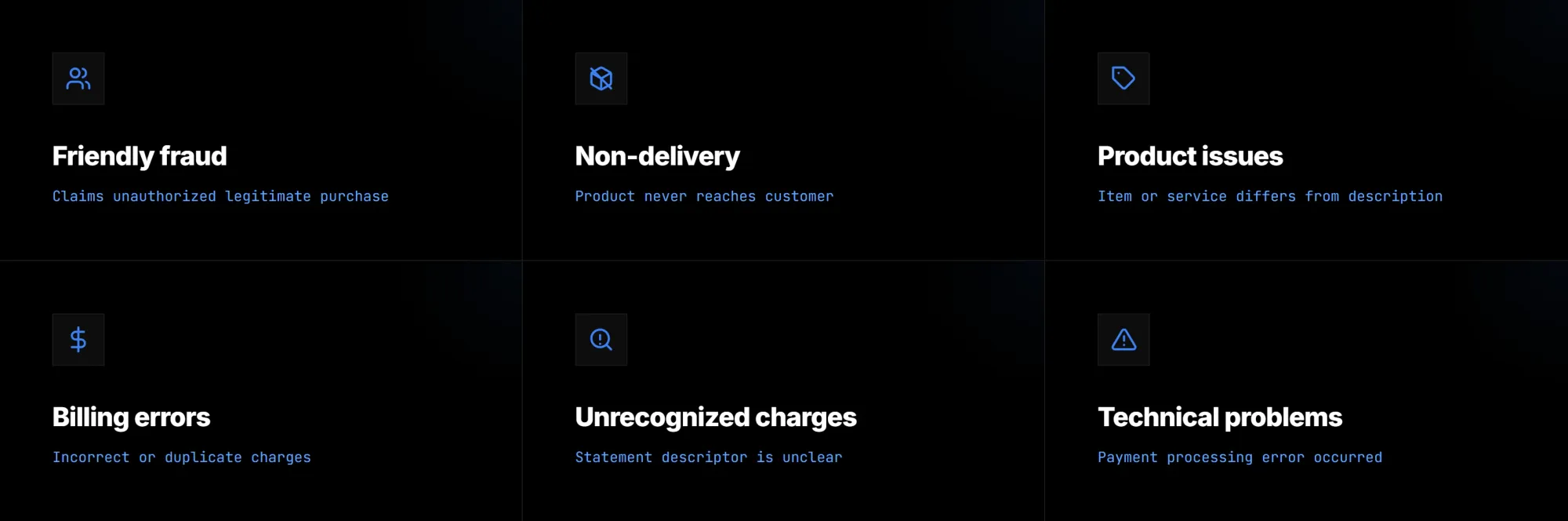 Common chargeback reasons