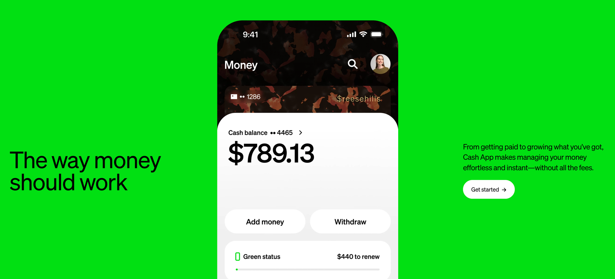 cash app homepage screenshot