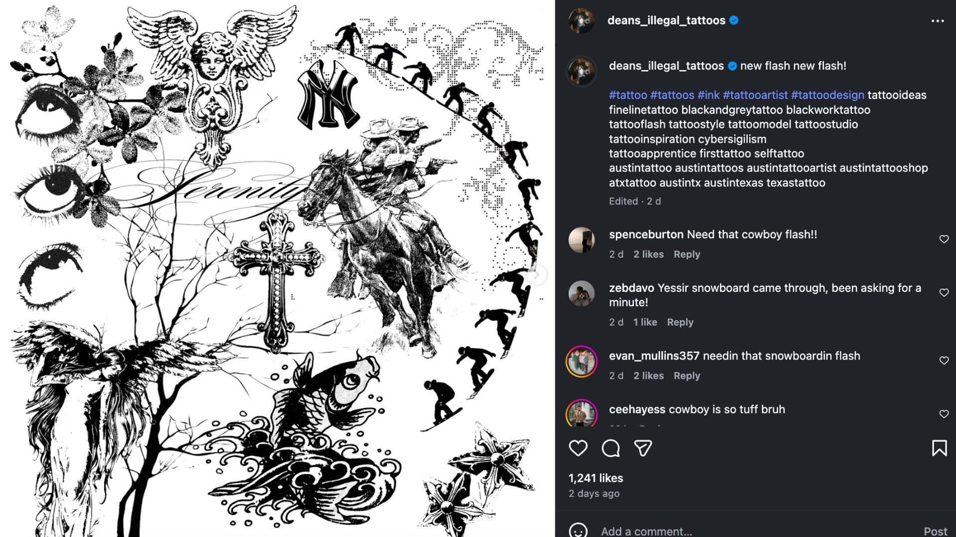 Dean's Illegal Tattoos Instagram account