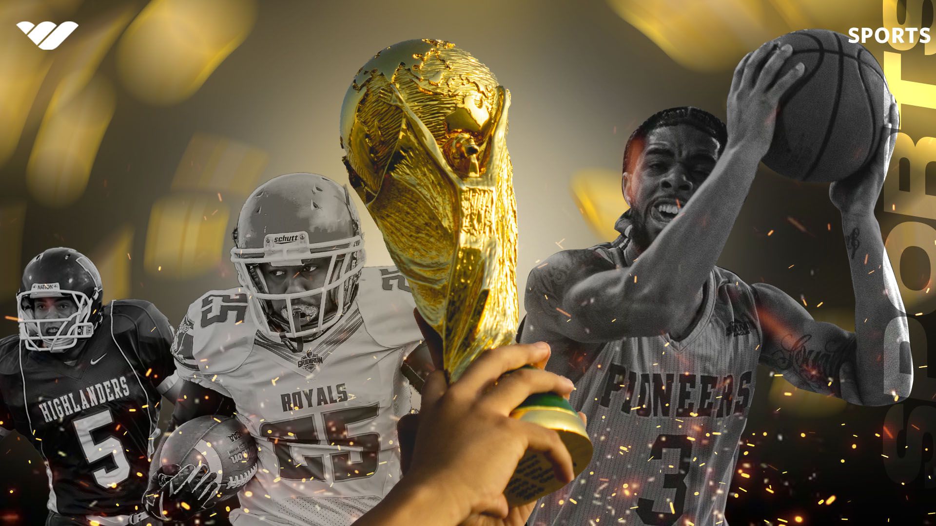 Successful Sports Betting Graphic of Football, Basketball and Soccer