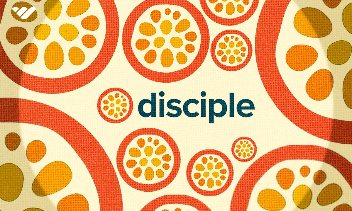 The word disciple with patterns around it