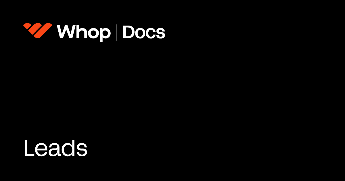 Update lead - Whop Docs