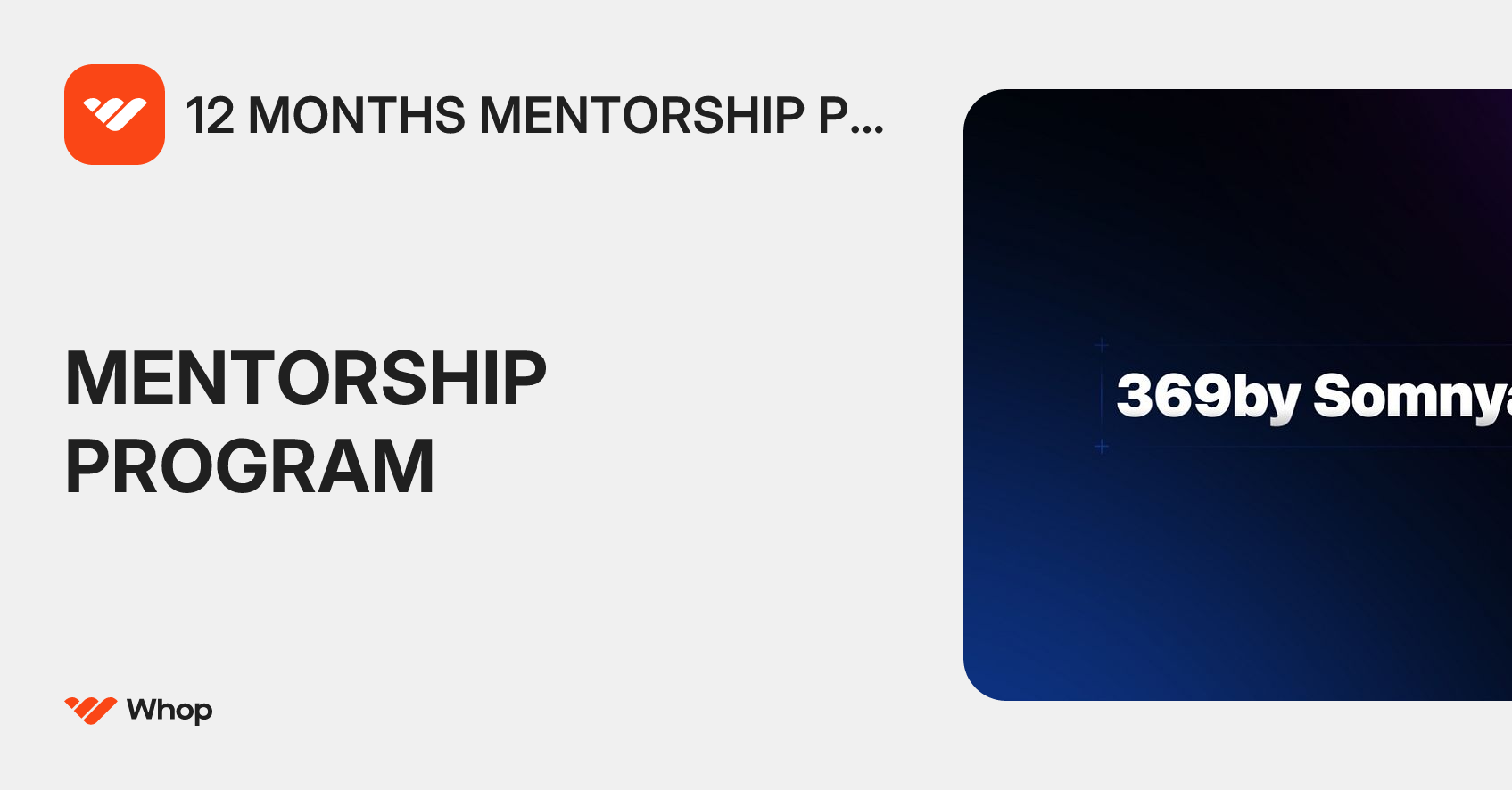 12 MONTHS MENTORSHIP PROGRAM | Whop
