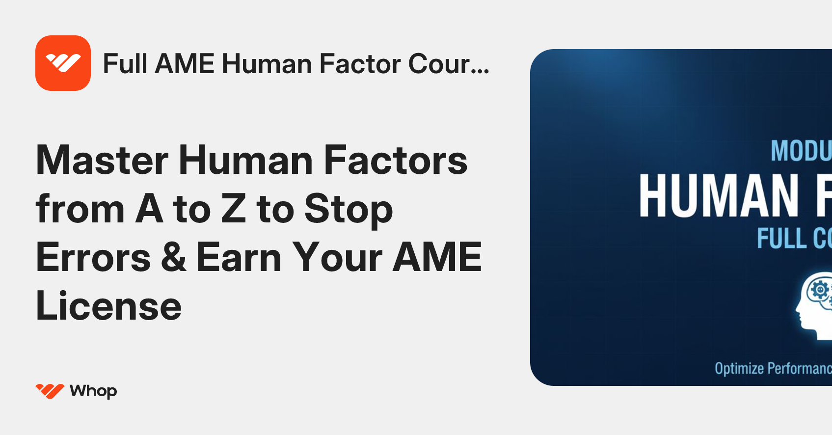 Full AME Human Factor Course | Whop