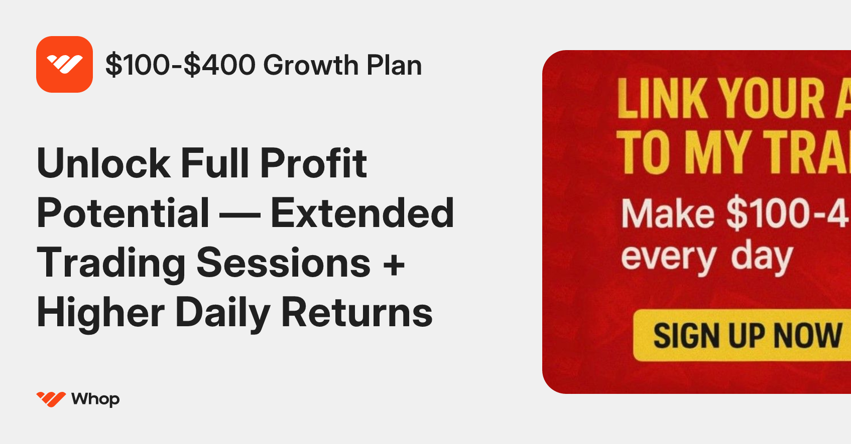 $100-$400 Growth Plan | Whop