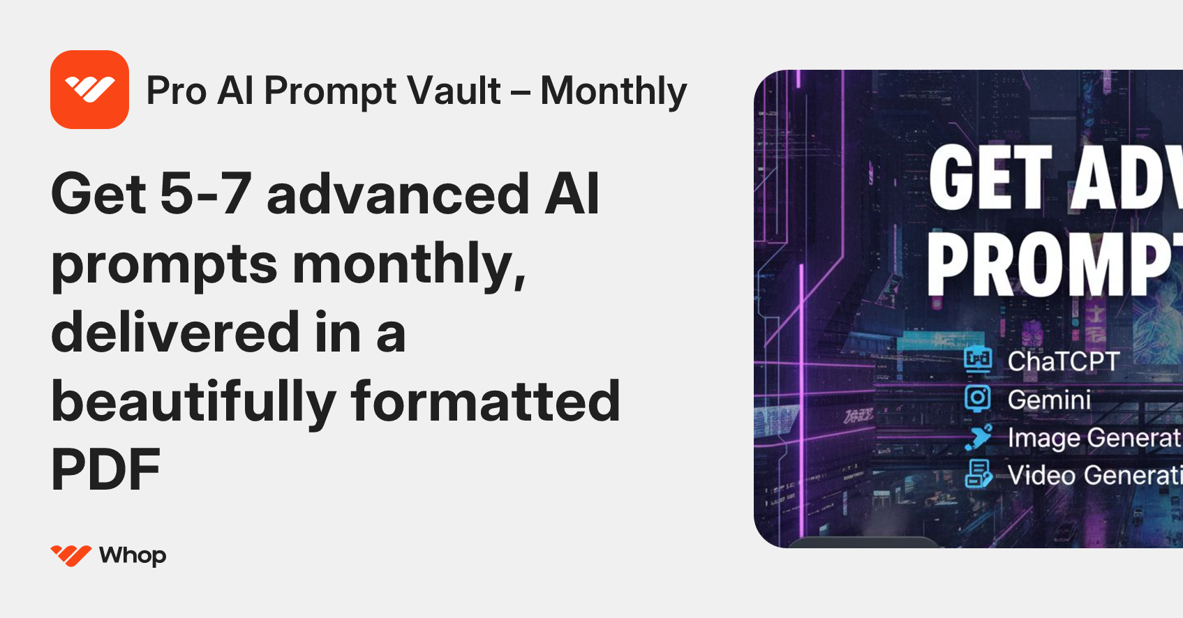 Pro AI Prompt Vault – Monthly | Whop