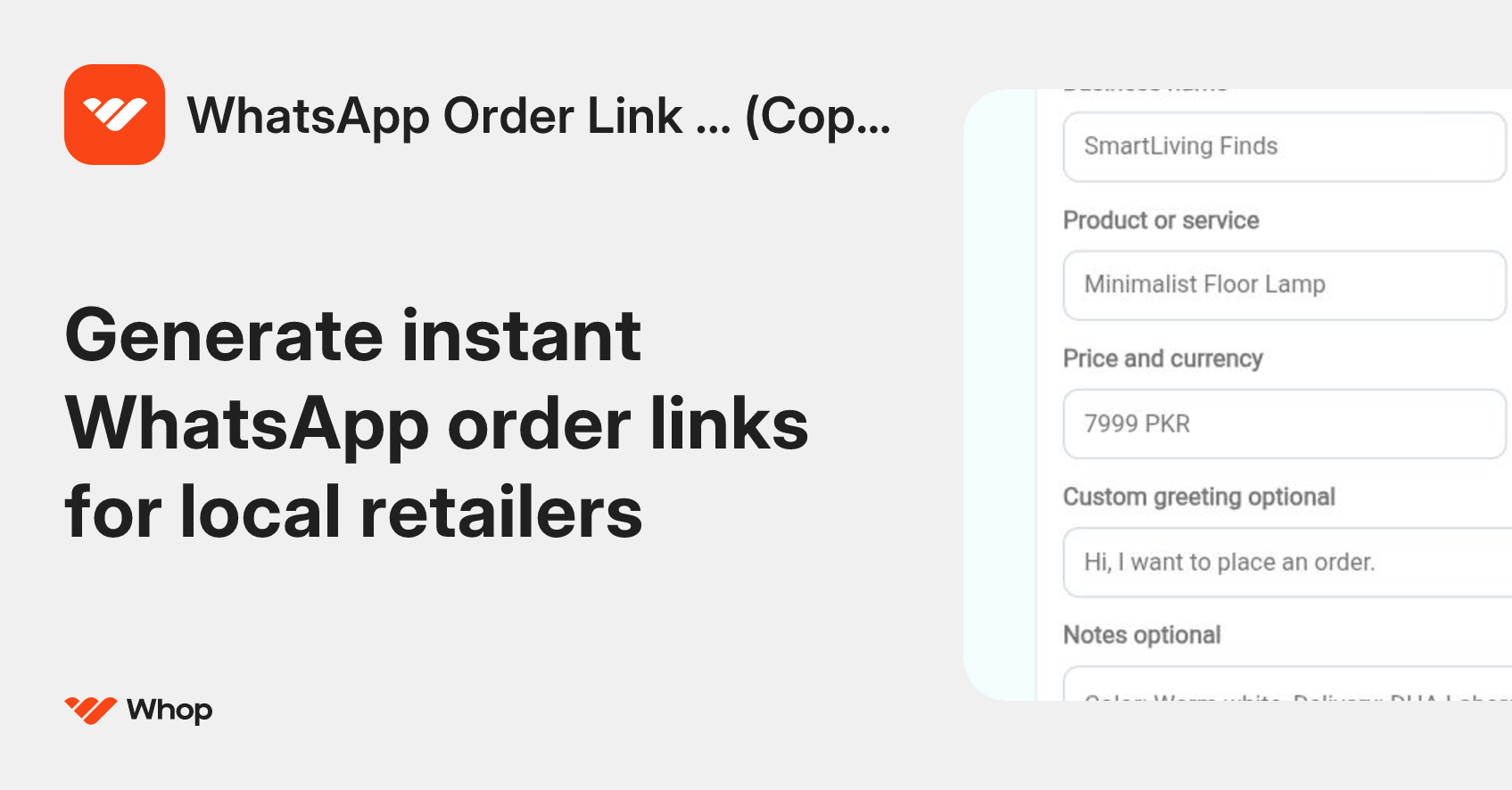 WhatsApp Order Link ... (Copy) | Whop