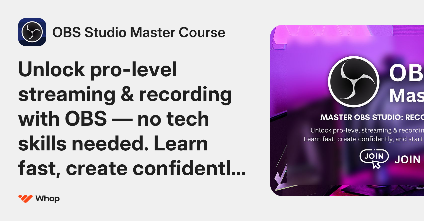 OBS Studio Master Course | Whop