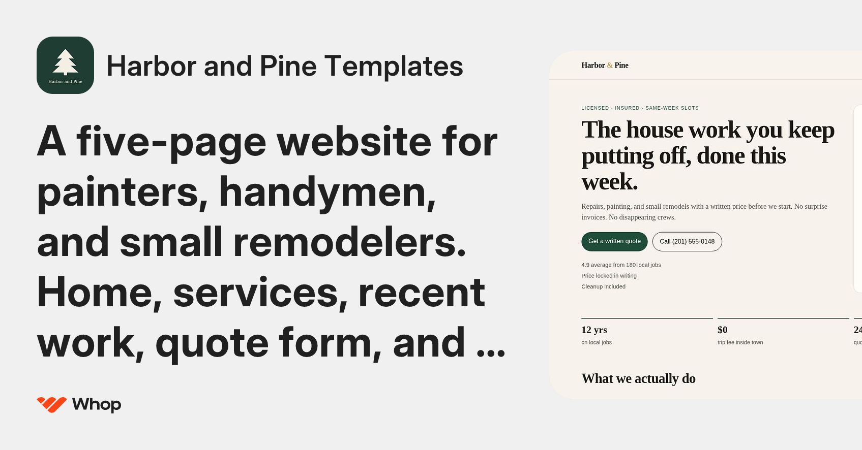 [Harbor and Pine Templates] - Ready 29 USD website templates for local service businesses logo